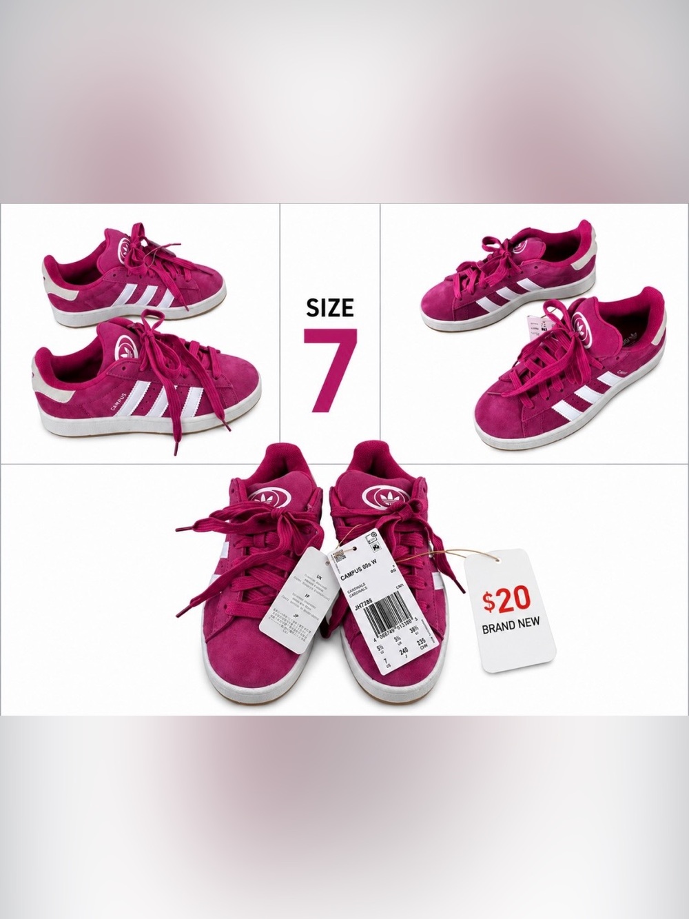 Brand new Adidas Campus 00s J  Fuchsia Youth Sneakers – Size 4 1/2